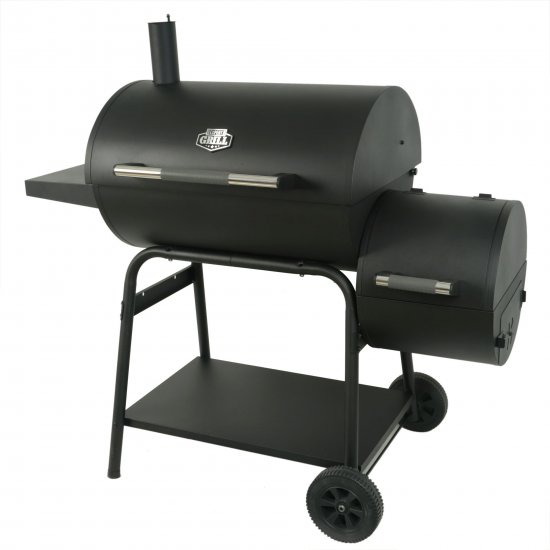 Expert Grill 28\" Offset Charcoal Smoker Grill with Side Firebox, Black