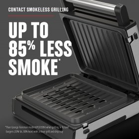George Foreman Contact Smokeless Ready Grill, Family Size (4-6 Servings), GRS6090B-1
