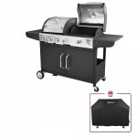 Royal Gourmet ZH3002C 3-Burner 25,500-BTU Dual Fuel Cabinet Gas and Charcoal Grill Combo with Cover