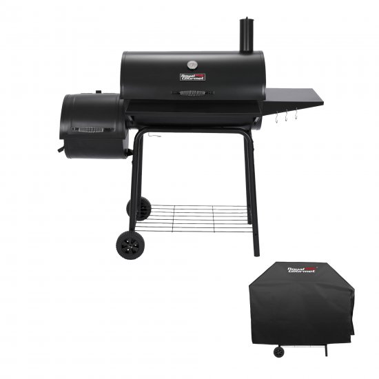 Royal Gourmet 30\" CC1830SC Charcoal Grill with Offset Smoker and Cover