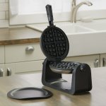 BLACK+DECKER Belgian Flip Waffle Maker, Black/Silver, WM1404S