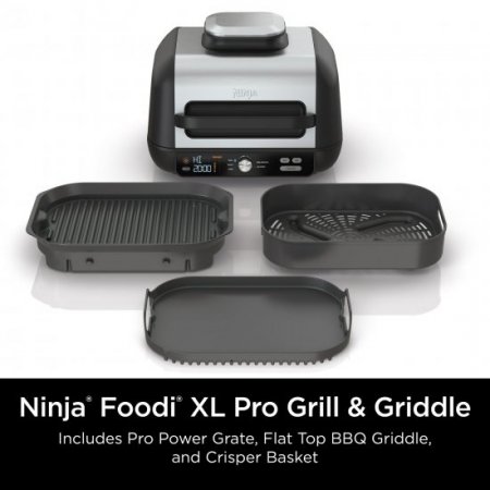 Ninja Foodi XL Pro 5-in-1 Indoor Grill & Griddle with 4-Quart Air Fryer, and Bake, IG600