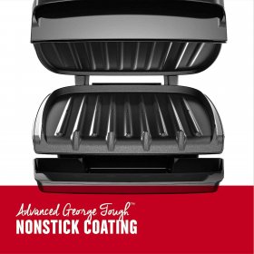 George Foreman GR340FB Classic Plate Electric Indoor Grill and Panini Press, 4-Servings, Black