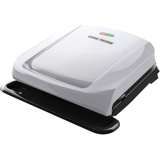 George Foreman 4 Serving Electric Indoor Grill and Panini Press in Silver