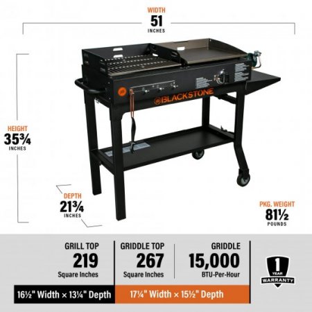 Blackstone Duo 17" Griddle and Charcoal Grill Combo