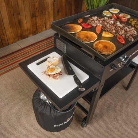 Blackstone 2-Burner 28 Griddle with Built-in Cutting Board and Garbage Holder, Black, Propane