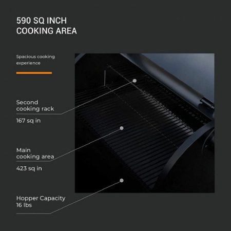 Z GRILLS 550A Smart Wood Fired Pellet Grill 8 in 1 Outdoor BBQ Smoker 590 SQ Inches Cooking Area Barbecue Grilling Black