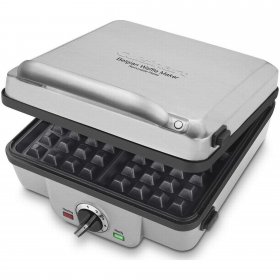 Breakfast Central Belgian Waffle Maker with Pancake Plates, Brushed Stainless WAF-300