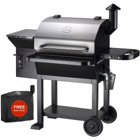 Z GRILLS ZPG-10002E 1060 sq. in. Wood Pellet Grill and Smoker 8-in-1 BBQ Stainless & Black