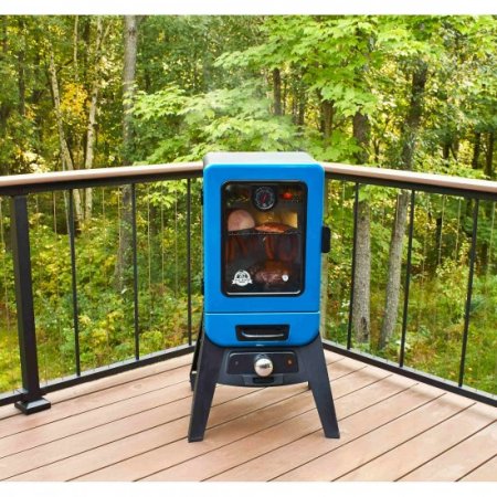 Pit Boss Blazing Vertical Electric Wood Chip Smoker with Window, Blue