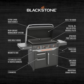 Blackstone ProSeries 4 Burner Steel 36" Propane Griddle with Cabinet