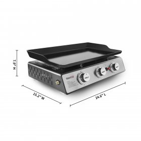 Royal Gourmet PD1301S Portable Tabletop 24" Gas Grill, 3-Burner Griddle, 25500 BTU