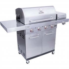 Char-Broil Signature Series Infrared 4-Burner Liquid Propane Gas Grill Cabinet with Griddle Side Burner, Stainless Steel