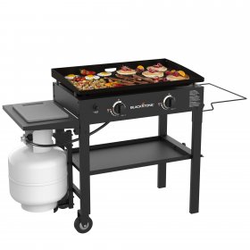 Blackstone 2-Burner 28 Griddle with Built-in Cutting Board and Garbage Holder, Black, Propane