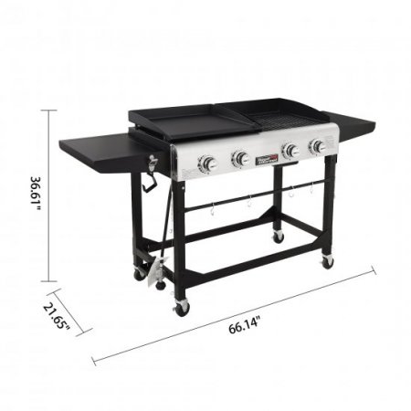 Royal Gourmet 4-Burner GD401 Portable Flat Top Gas Grill and Griddle Combo with Folding Legs