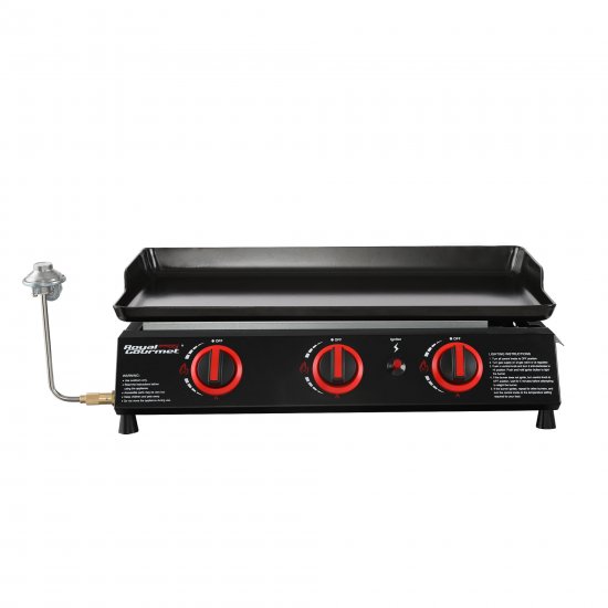 Royal Gourmet PD1303A Portable Tabletop Gas Grill Griddle, 3-Burner Propane Gas Griddle, 24,000 BTU