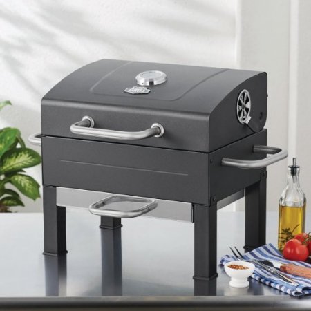 Expert Grill Premium Portable Charcoal Grill, Black and Stainless Steel