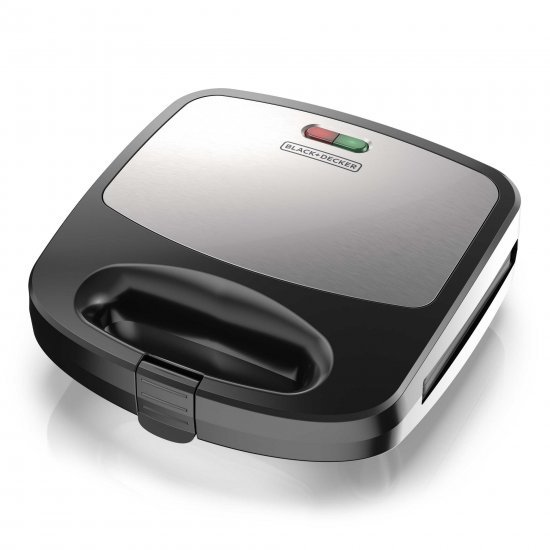 BLACK+DECKER 3-in-1 Morning Meal Station Waffle Maker, Grill, or Sandwich Maker, Black/Silver, WM2000SD