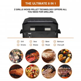 Z GRILLS ZPG-200A Portable Pellet Grill & Electric Smoker Camping BBQ Combo with Auto Temperature Control