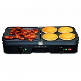 Hamilton Beach (38546) 3 in 1 Electric Smokeless Indoor Grill & Griddle Combo with Removile Plates