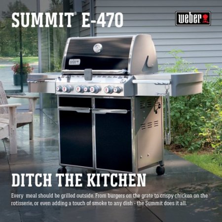 Weber Summit E-470 4-Burner Propane Gas Grill in Black with Built-In Thermometer and Rotisserie